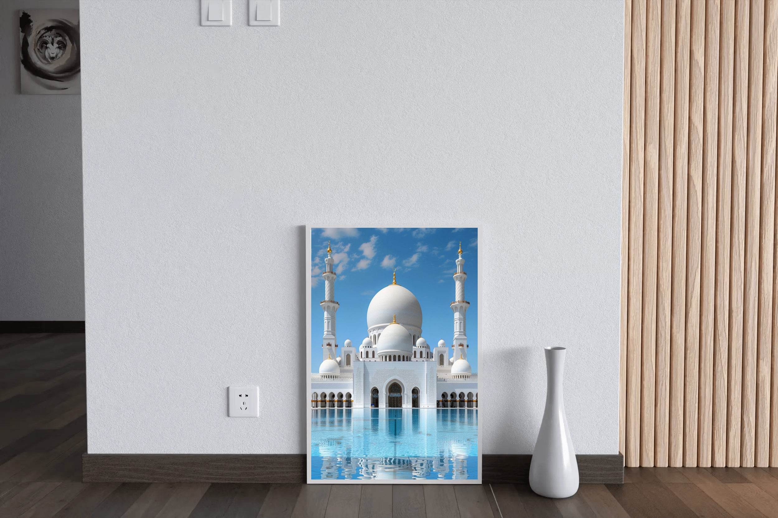 White Mosque surrounded by Water Wall Art - beink online art store
