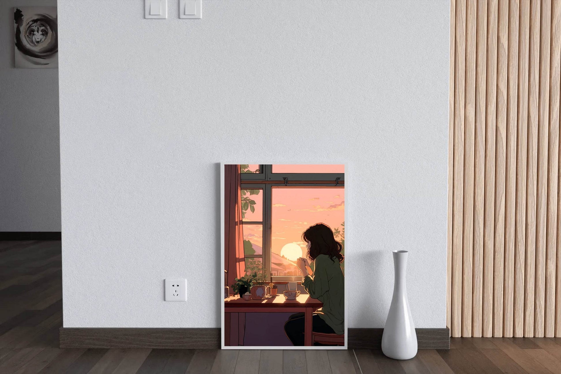 Lifestyle Scene with Girl Doing Regular Tasks in Anime Style Wall Art - beink online art store