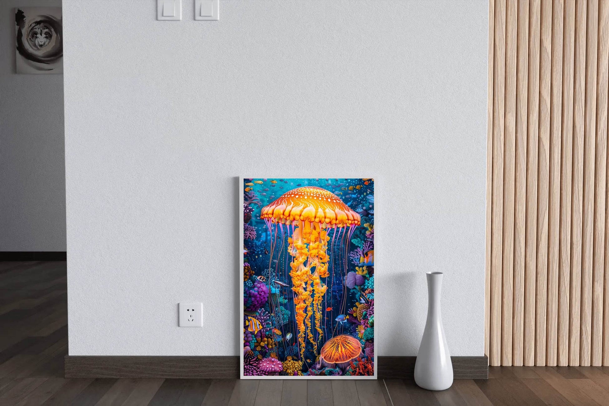 Jellyfish in the Colorful Coral Reef of the Seashore Wall Art - beink online art store