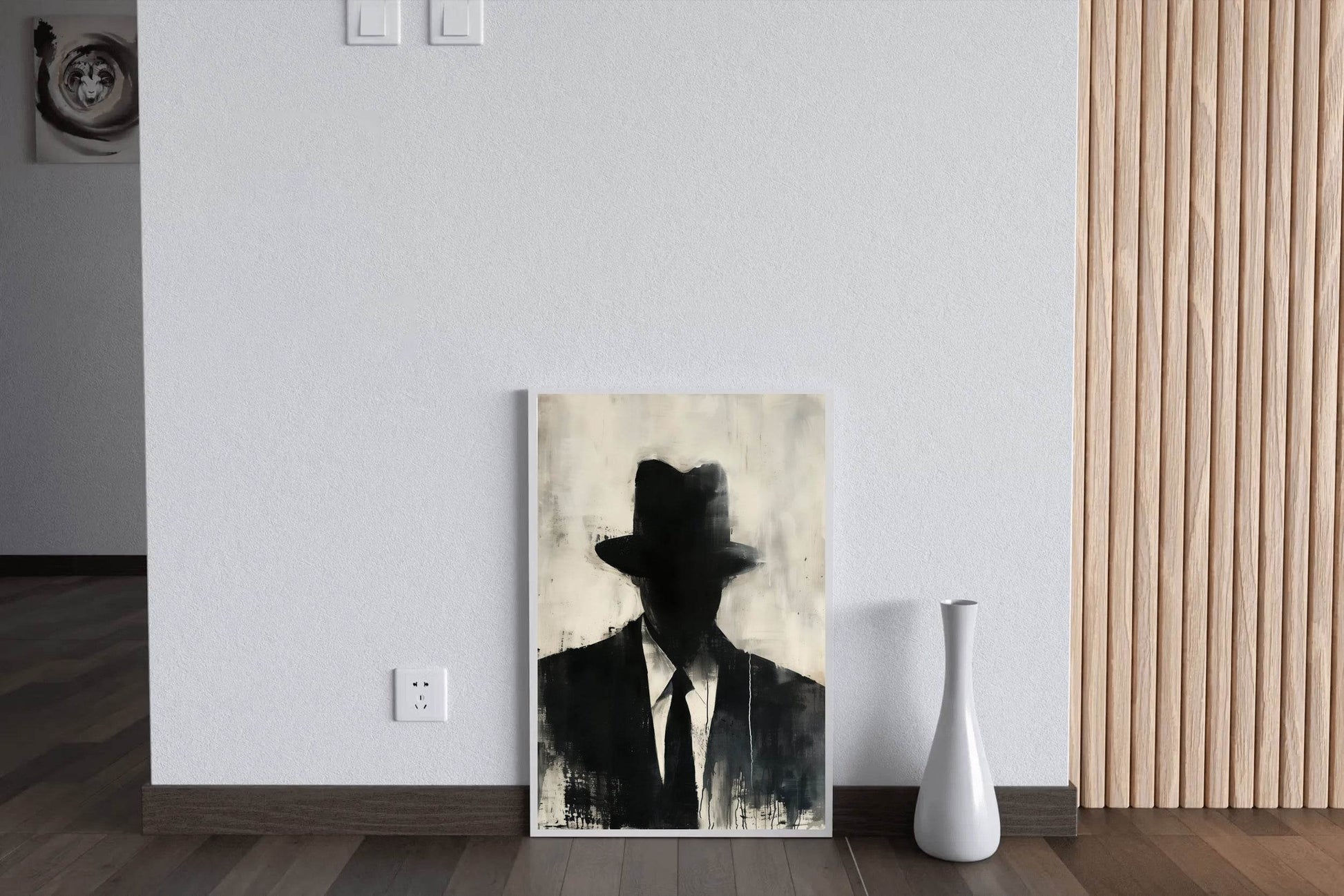 Painting of a Man Wearing a Hat and a Suit - beink online art store