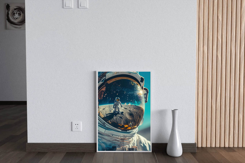 Astronaut Helmet Reflection on moon Wall Art - beink online art store