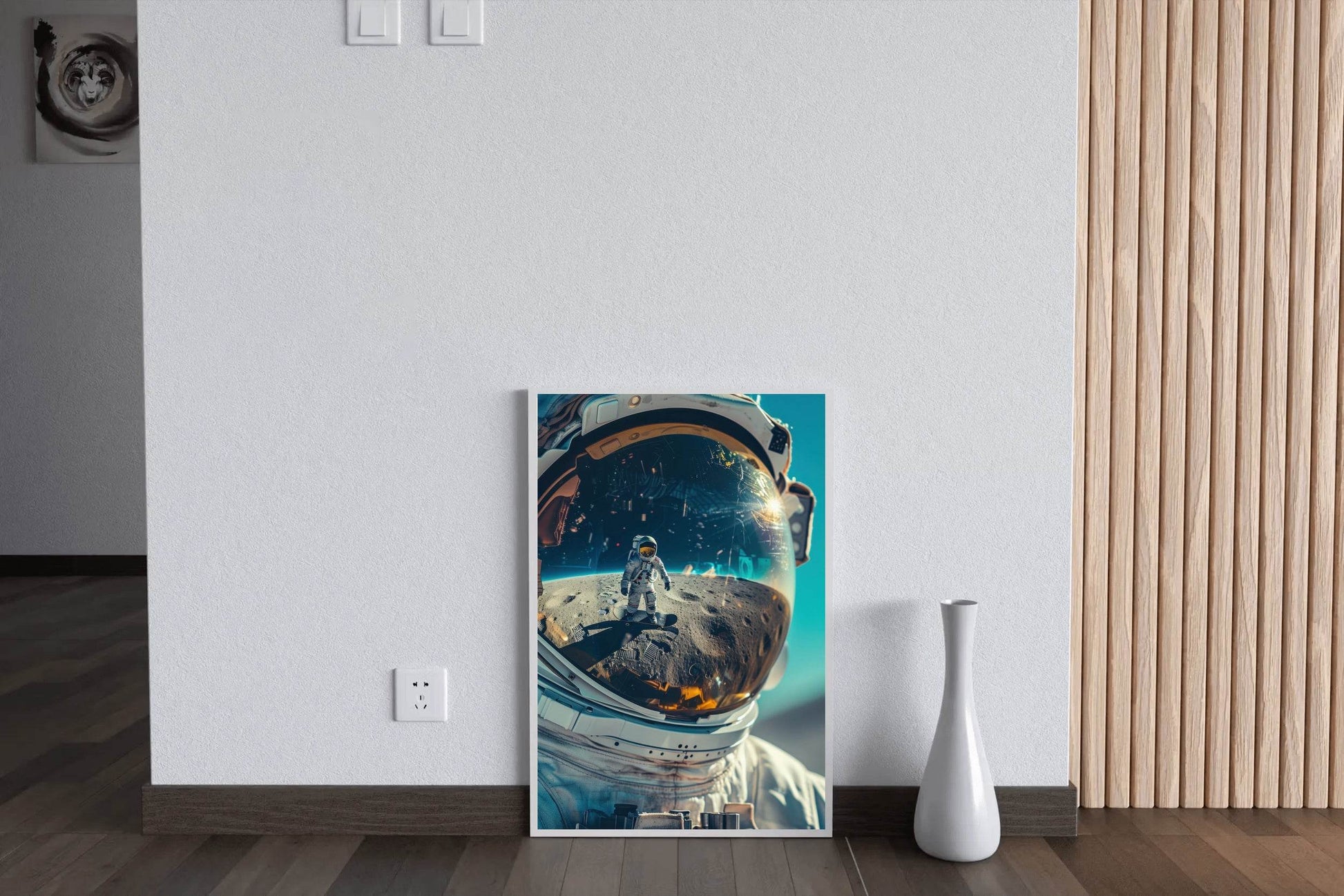 Astronaut Helmet Reflection on moon Wall Art - beink online art store