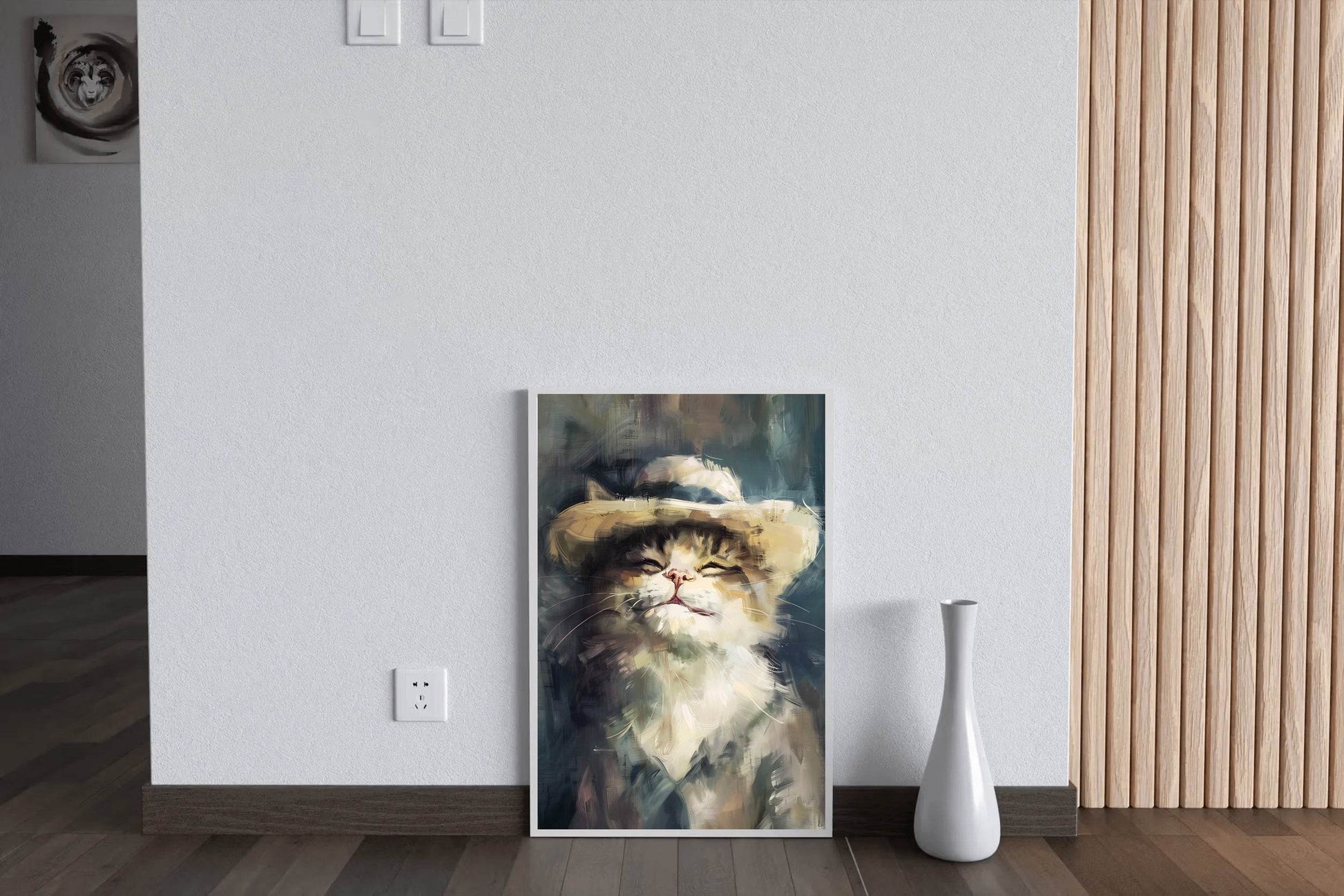 Painting of Smiling Cat With Hat - beink online art store