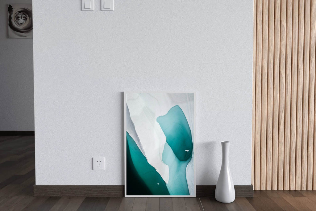 Green Water Color With White Background Abstract Wall Art - beink online art store