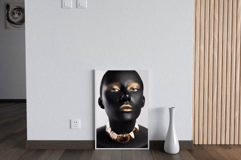 Arte Black Gold On a Woman Face Wall Art - beink online art store