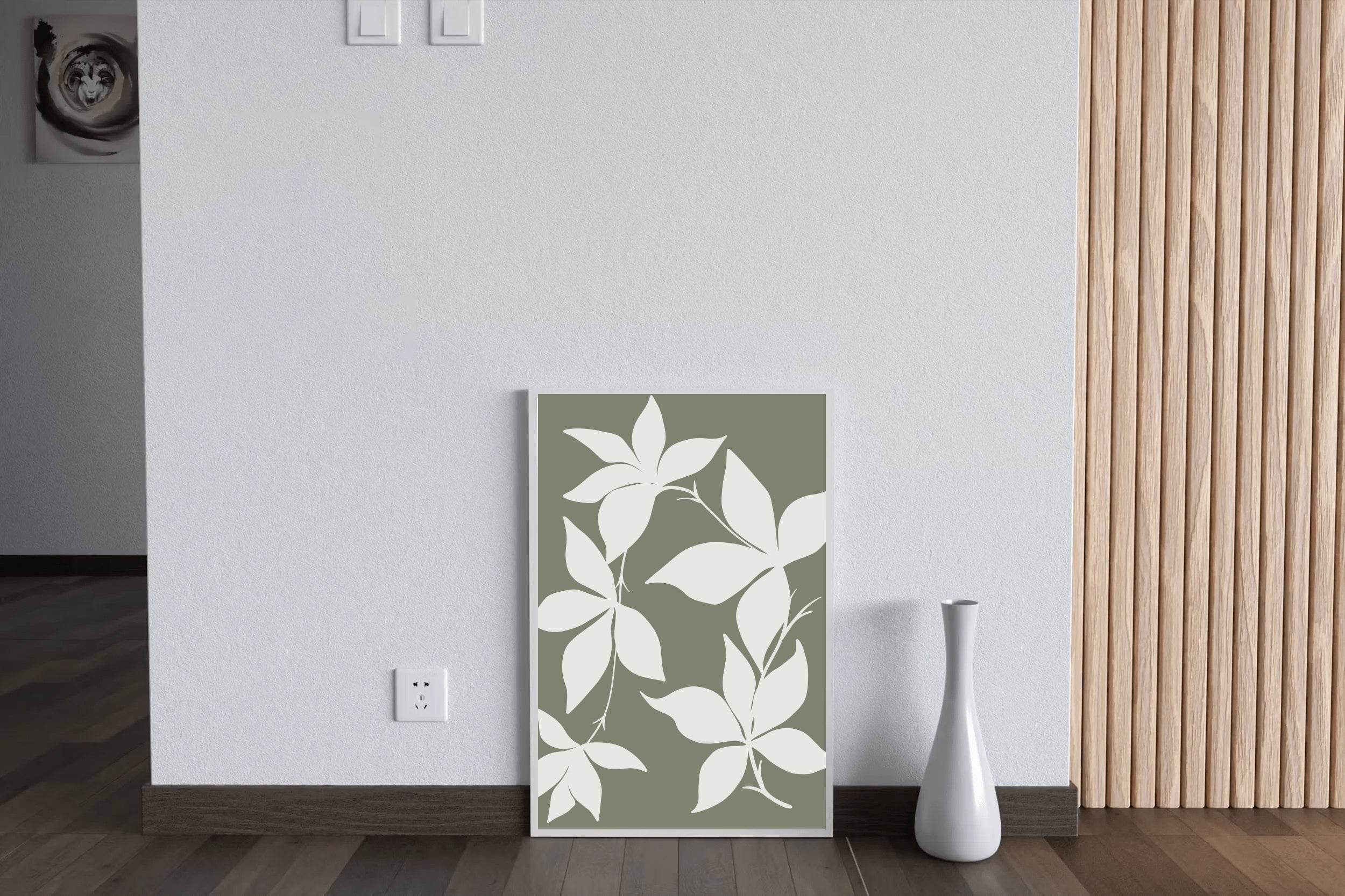 White Blossoms Silhouettes of Flowers ArtWork - beink online art store