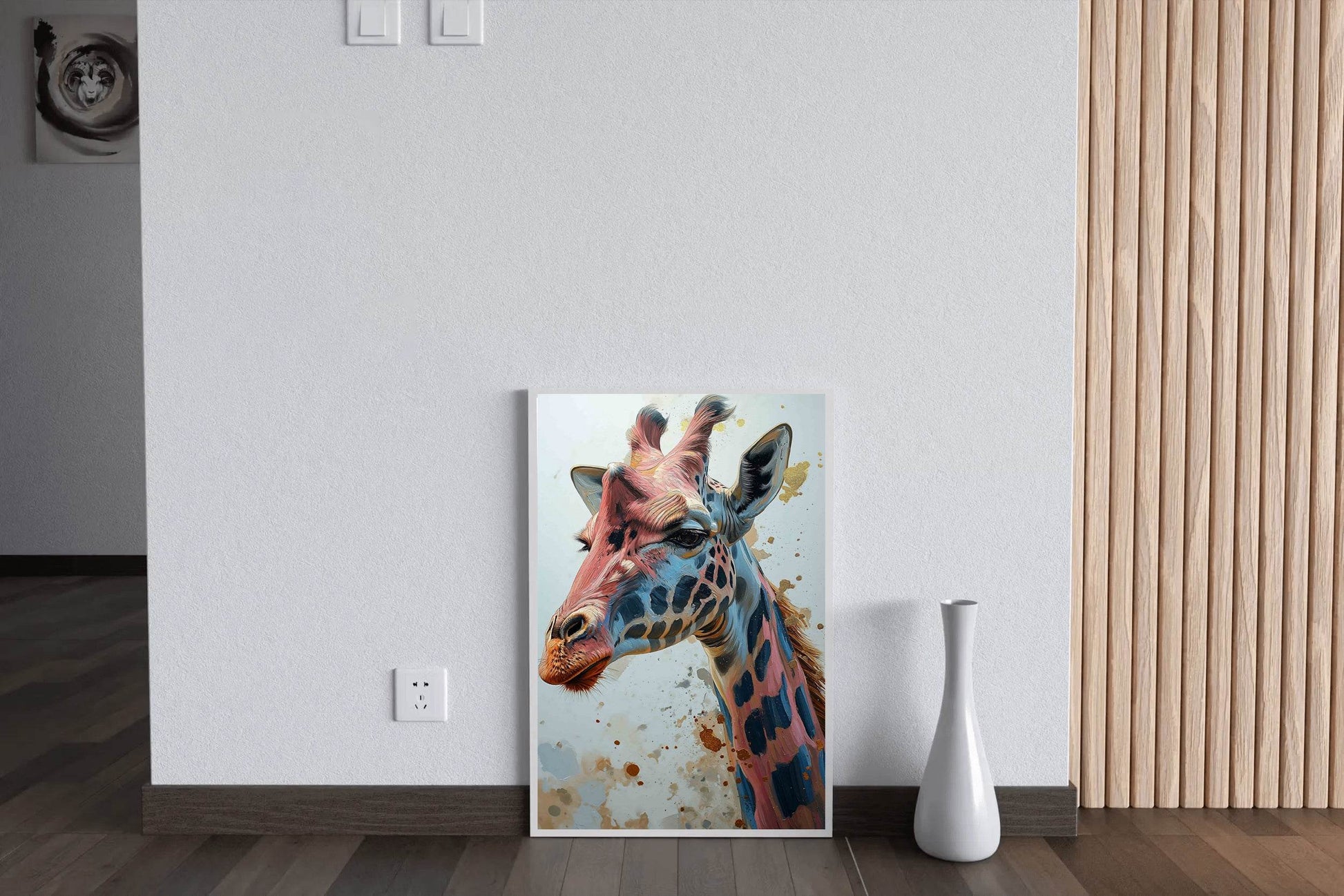 Giraffe Pink Blue Pattern Face Wall Art - beink online art store