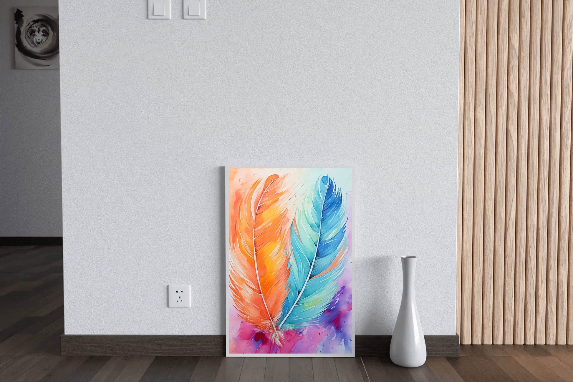 Painting Colored Feathers Wall Art - beink online art store