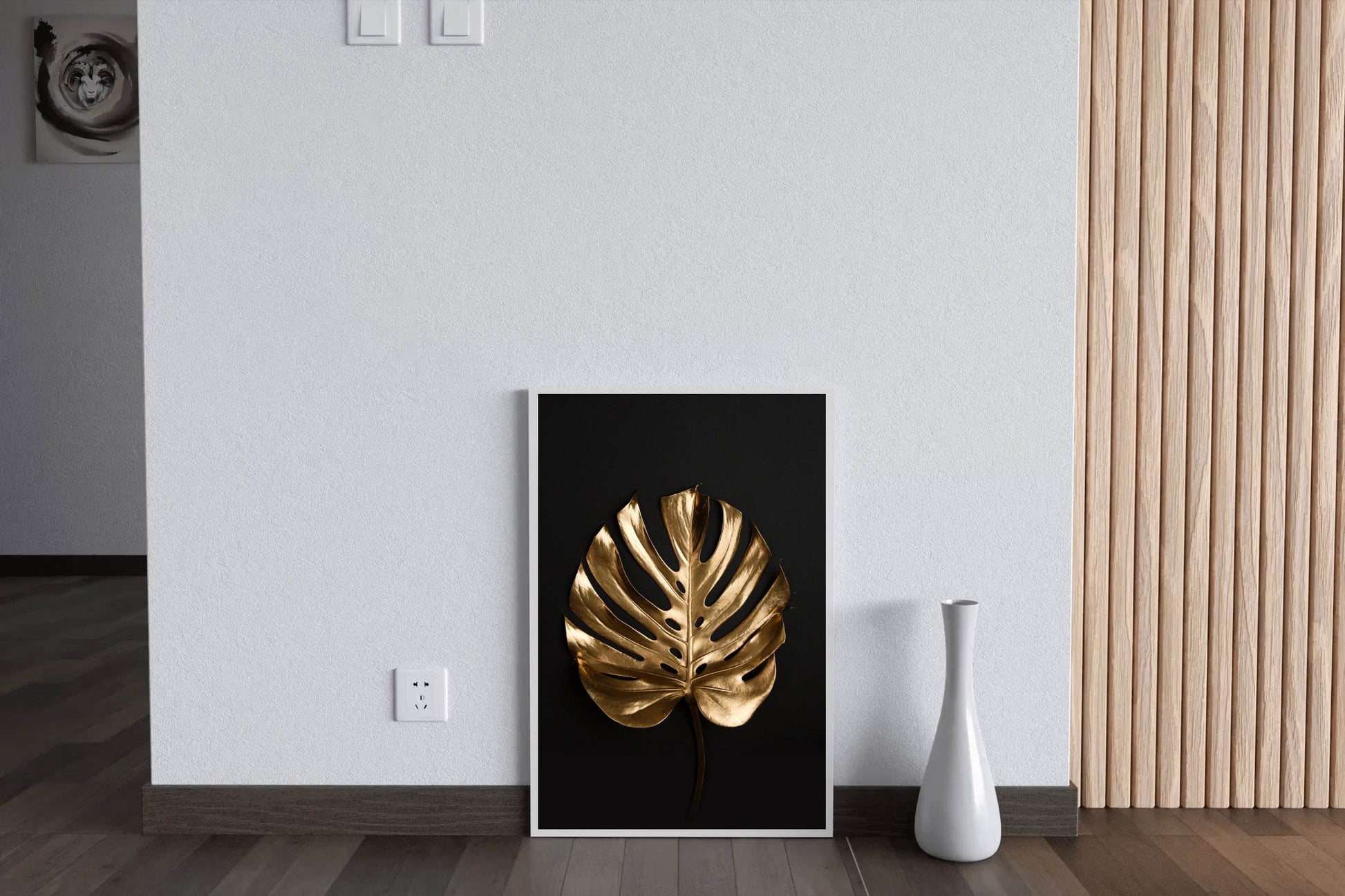 Golden Monstera Leaf Wall Art - beink online art store