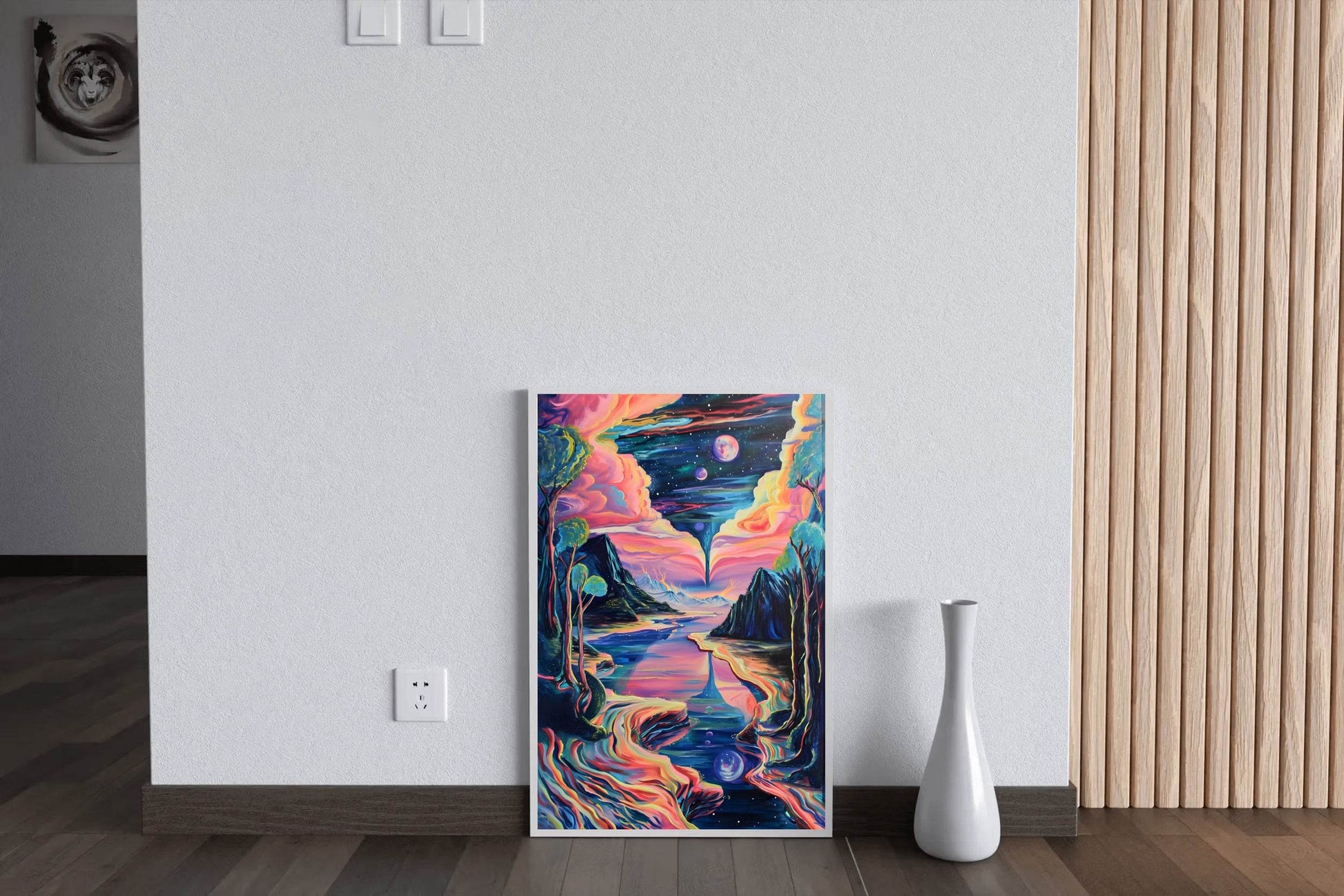 Painting of a night scene with a full moon Wall Art - beink online art store