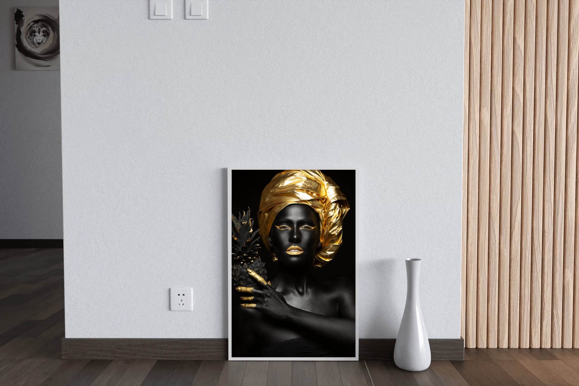 Black Woman With Golden Pineapple Wall Art - beink online art store