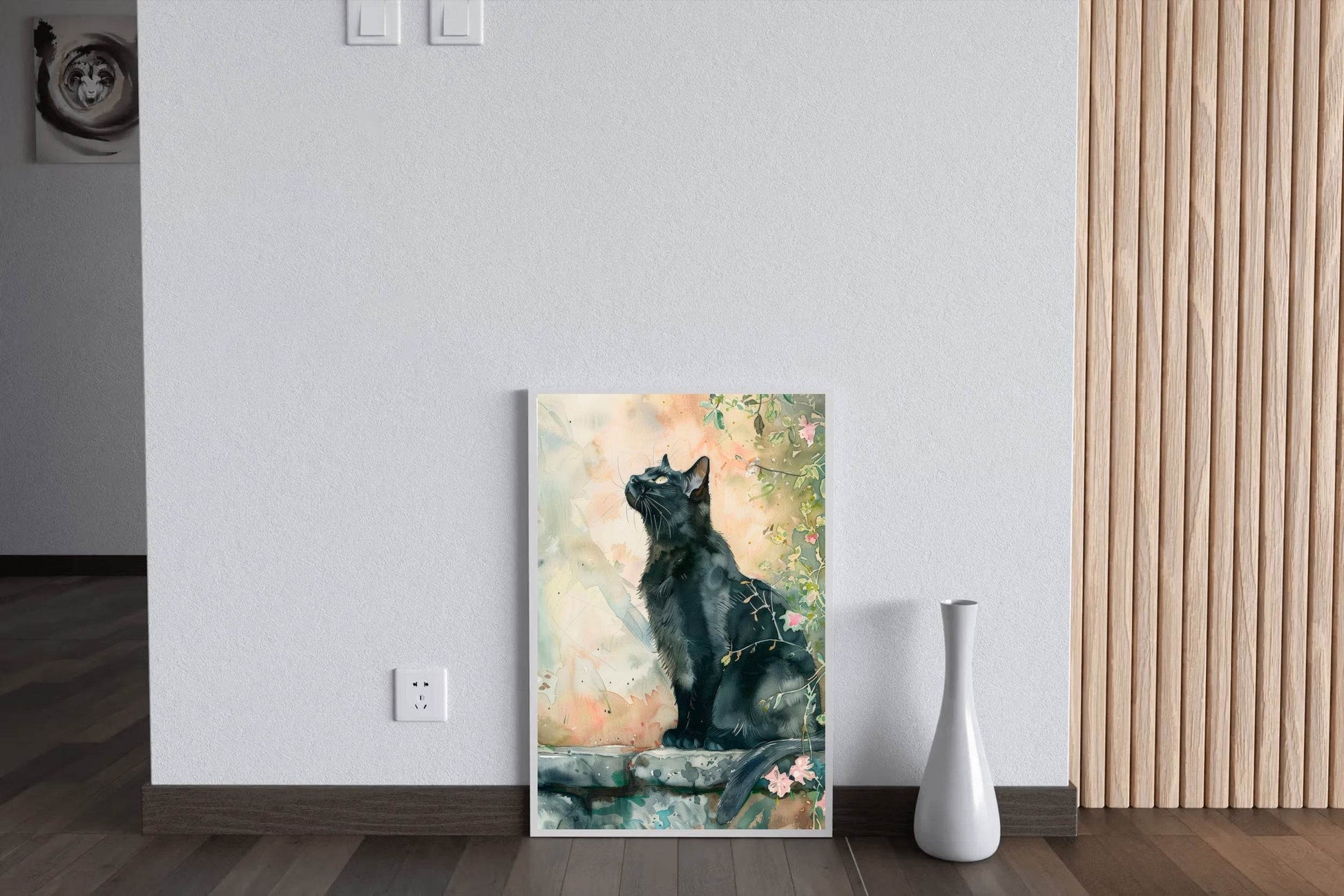 Watercolor Black Cat Animal Wall Art - beink online art store