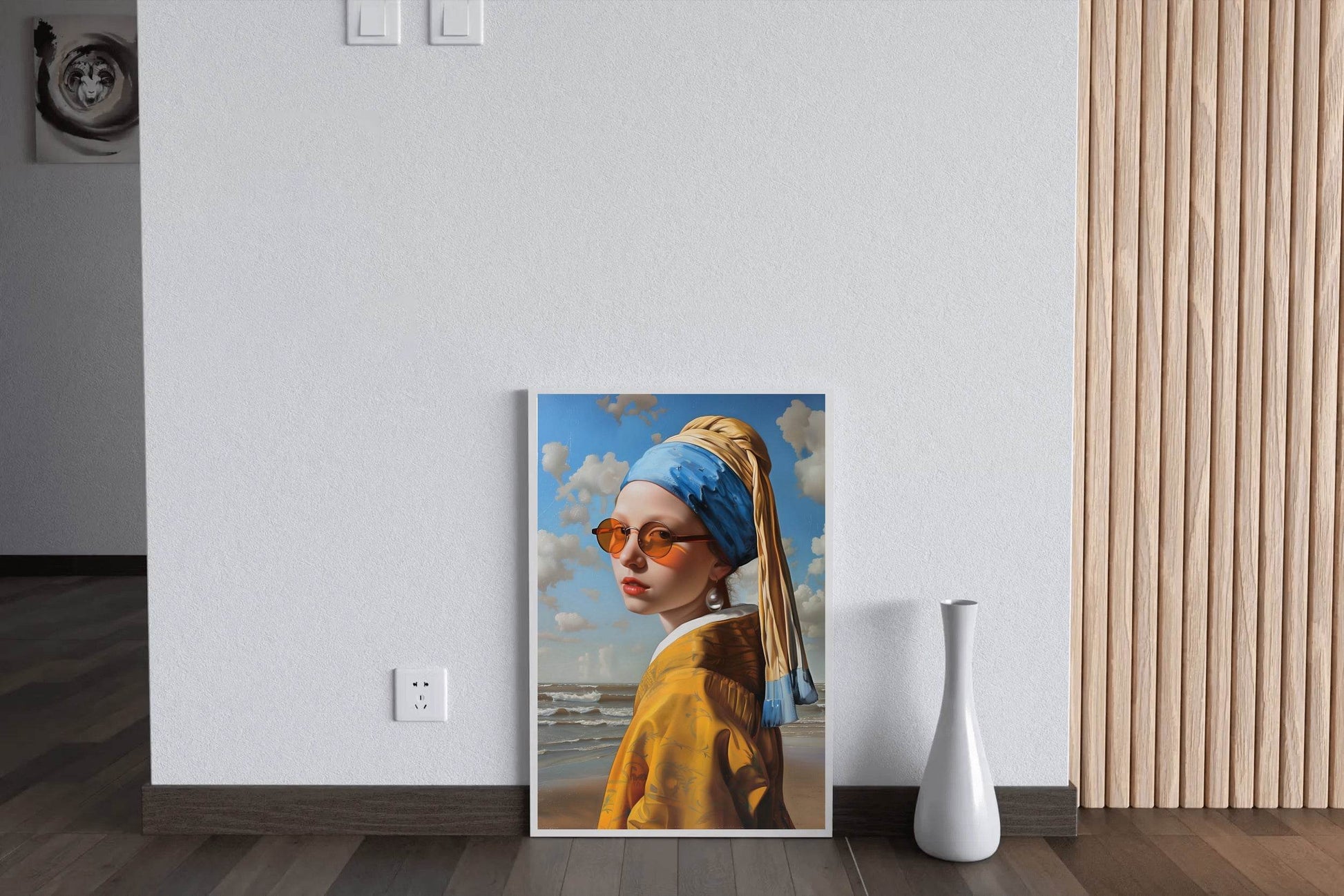 Vermeer's Girl with a Pearl Earring on the beach Wall Art - beink online art store