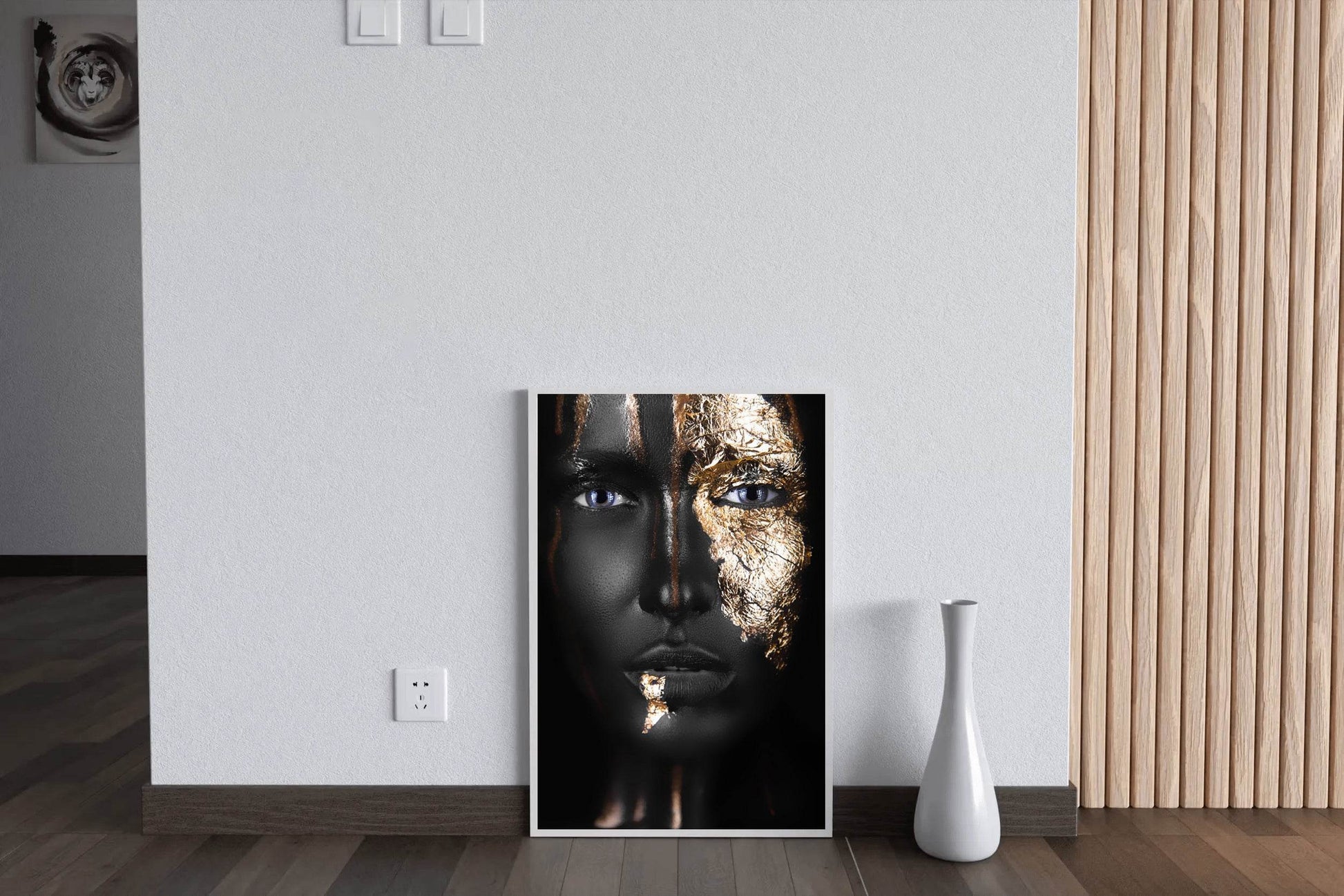 Black Woman Face With Golden Makeup Wall Art - beink online art store