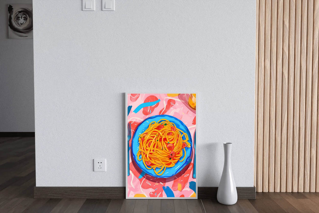 Painting Plate of Spaghetti with Tomato Sauce Wall Art - beink online art store