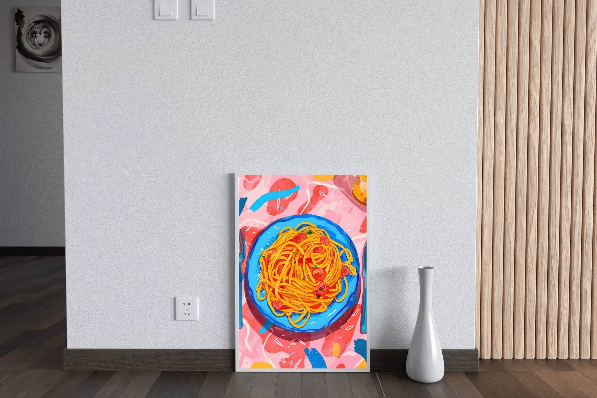 Painting Plate of Spaghetti with Tomato Sauce Wall Art - beink online art store