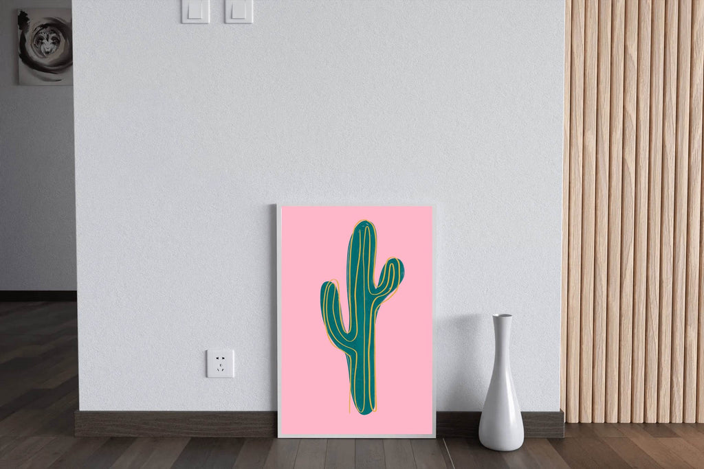 Green Cactus Painting Wall Art - beink online art store