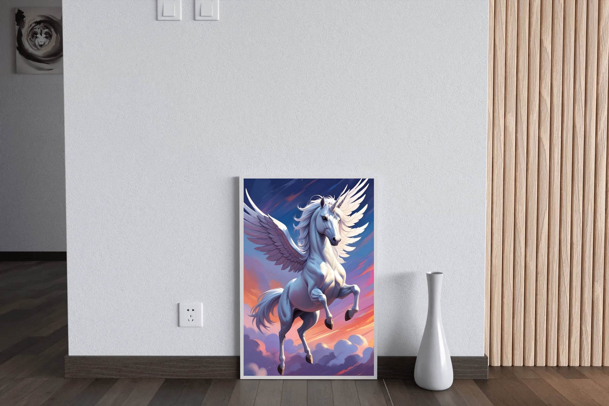 Painting of White Flying Unicorn Wall Art - beink online art store