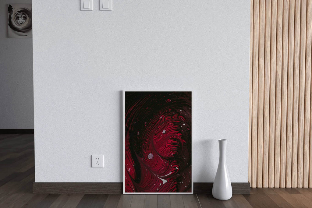 Swirling Red Print Abstract Wall Art - beink online art store
