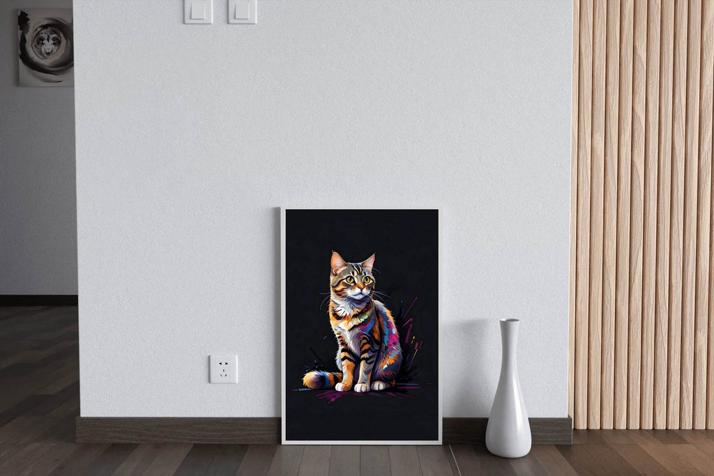 Multicolor Cat Painting Wall Art - beink online art store