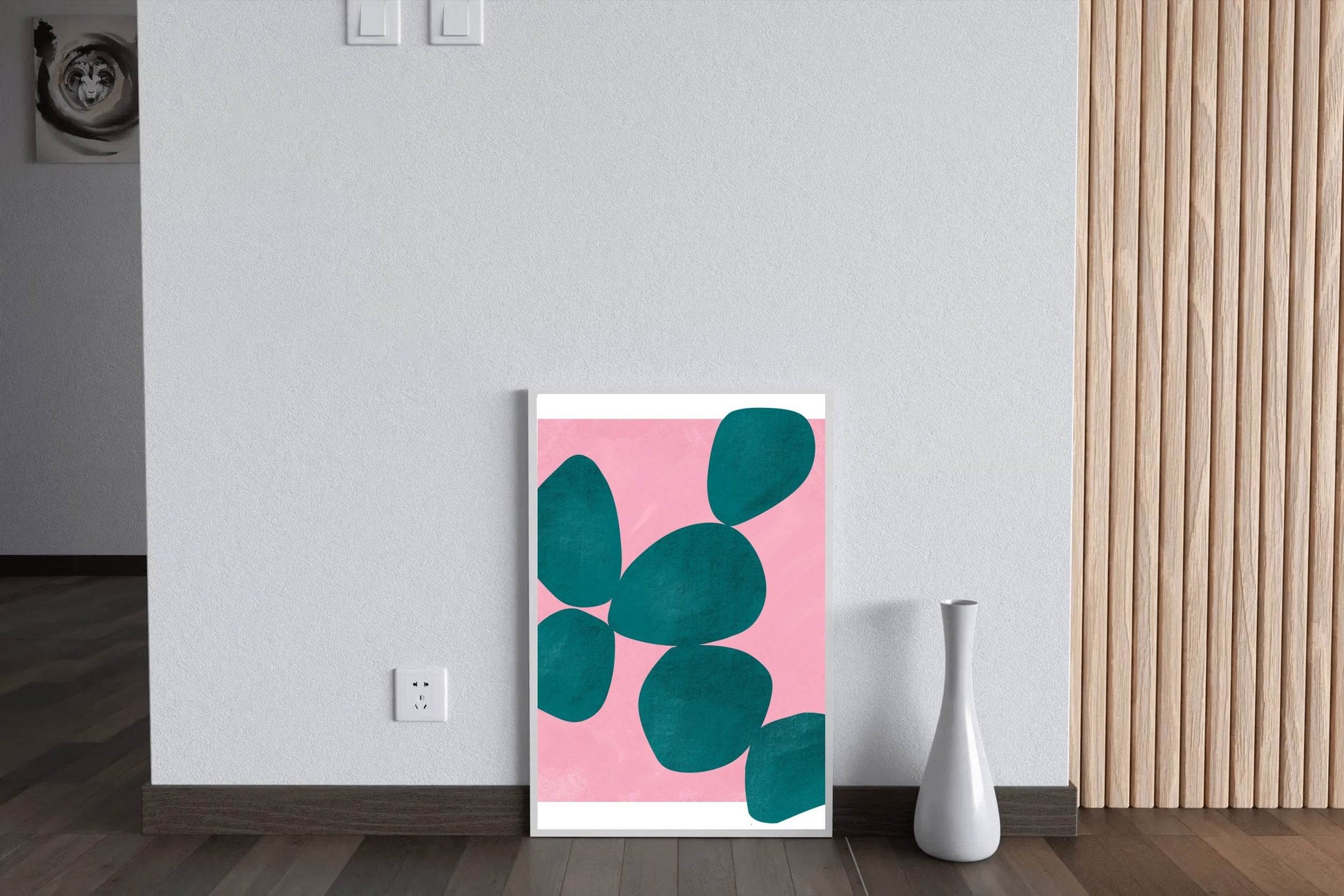 Jade Green Stone With Pink Background Wall Art - beink online art store