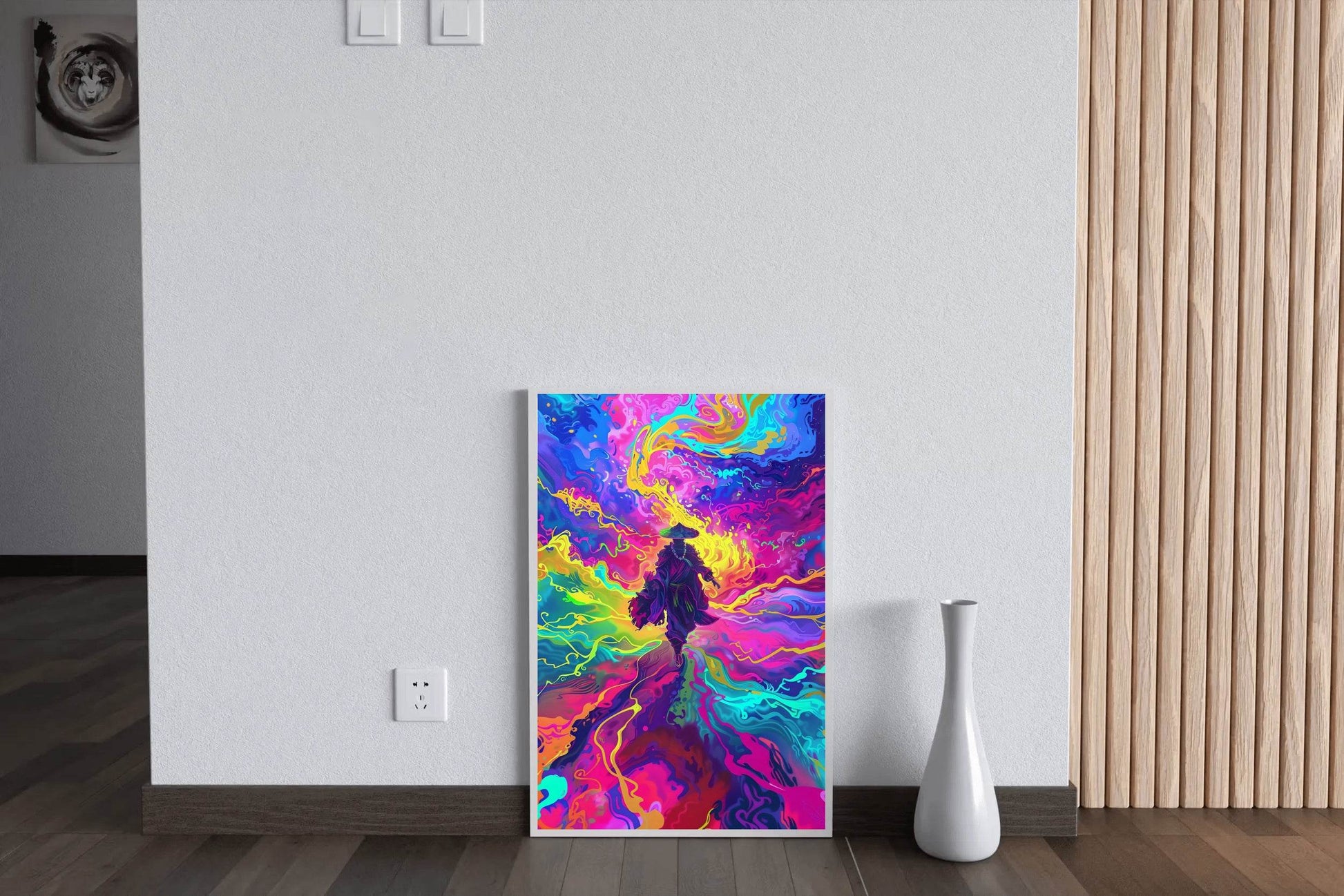 Digital Illustration of a Person Walking in Abstract Landscape - beink online art store