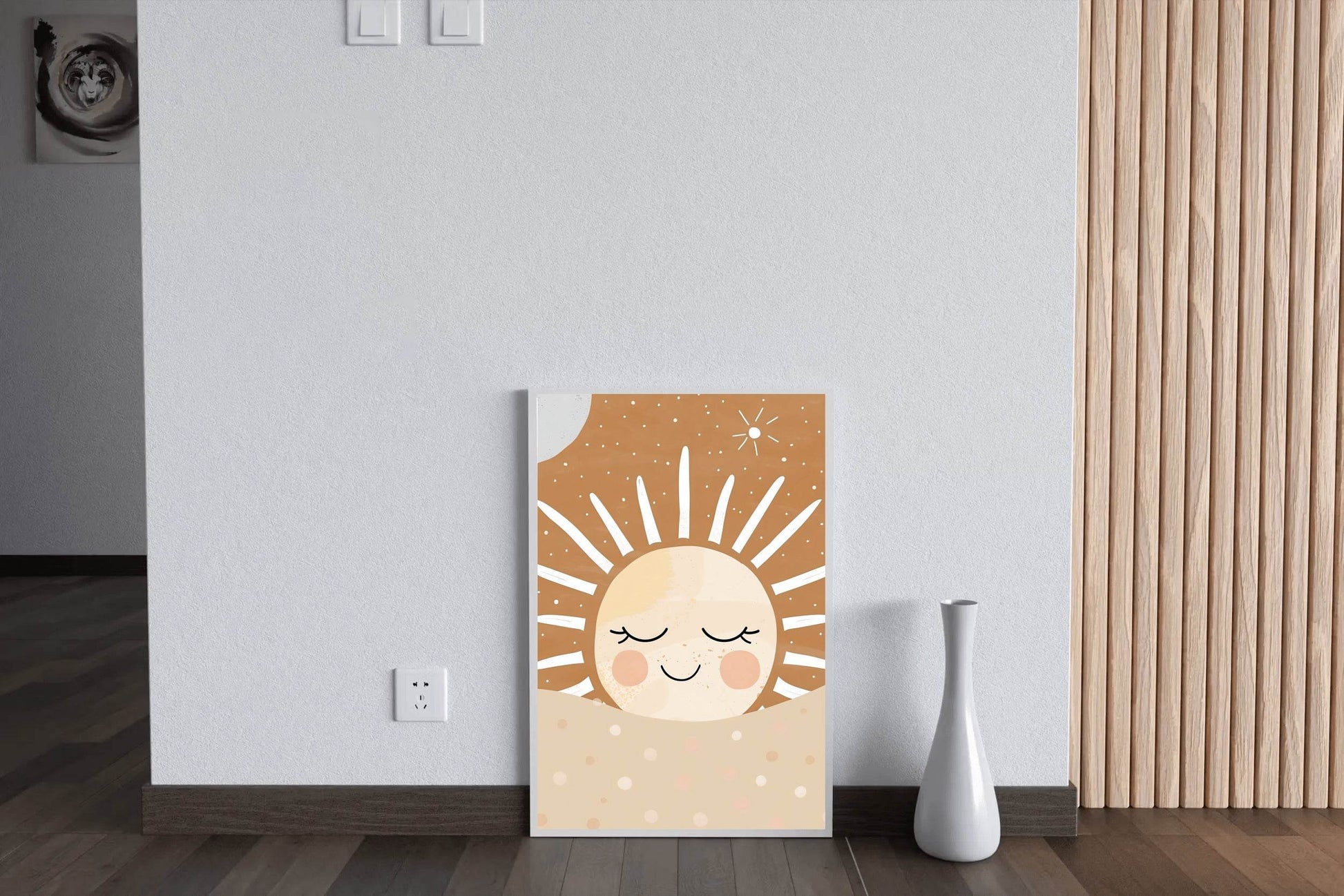 Smiling Face of Sleeping Cartoon Sun - beink online art store