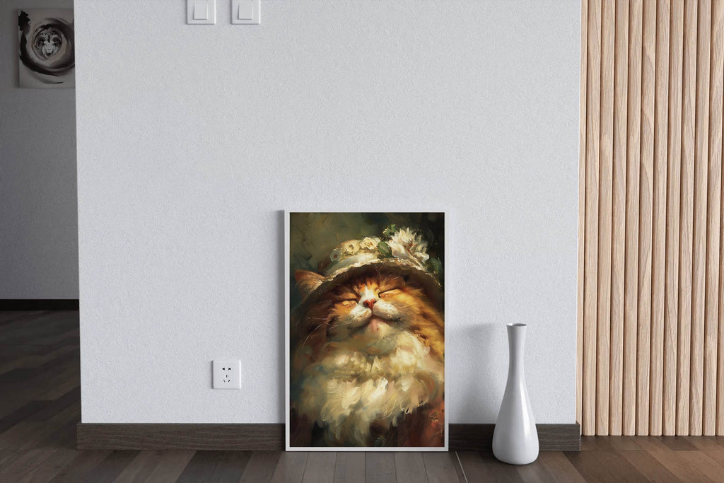 Watercolor Brush Strokes Sleeping Cat Painting - beink online art store