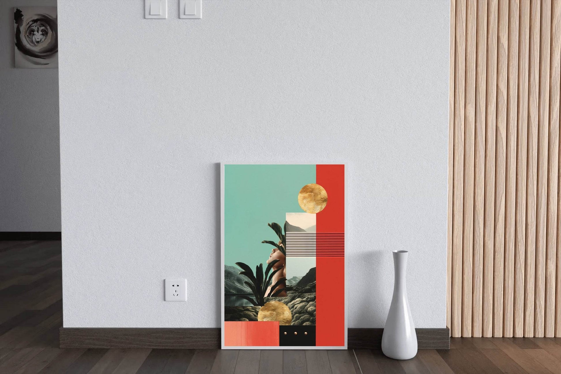 Girl Behind Geometric Shape Abstract Wall Art - beink online art store