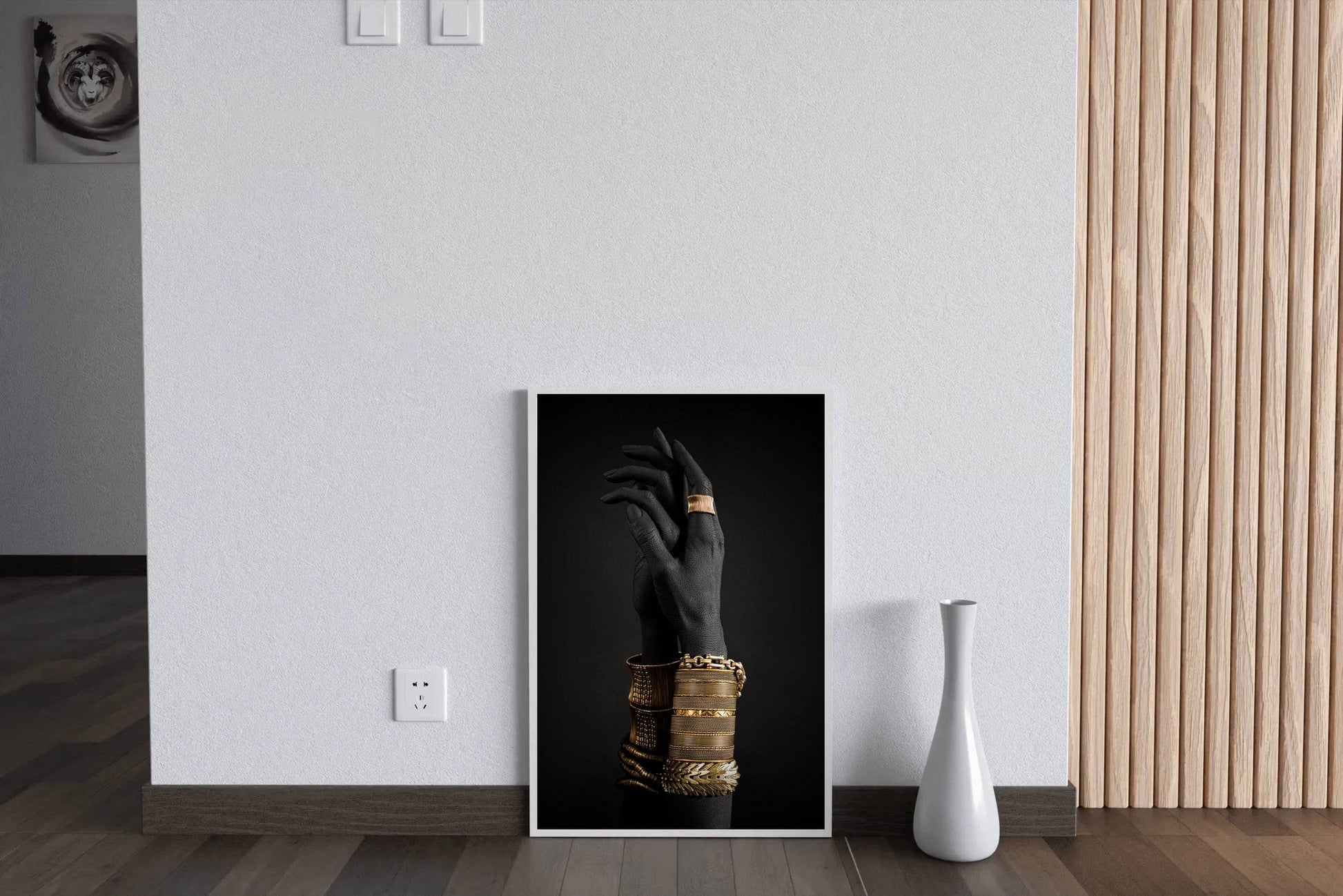 Black Woman Hand With Gold Bracelet Wall Art - beink online art store