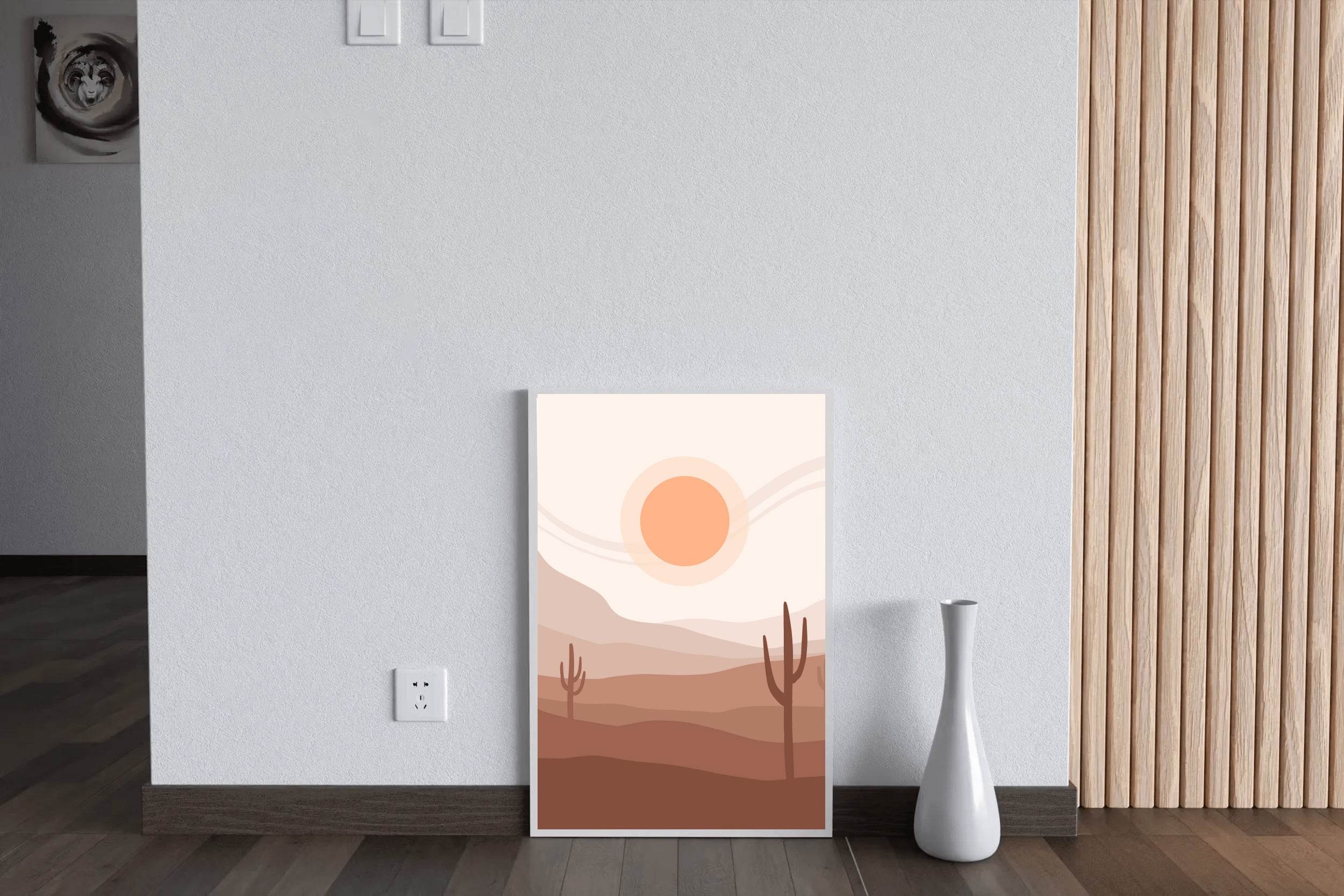 Desert Landscape with a Large Orange Sun ArtWork - beink online art store