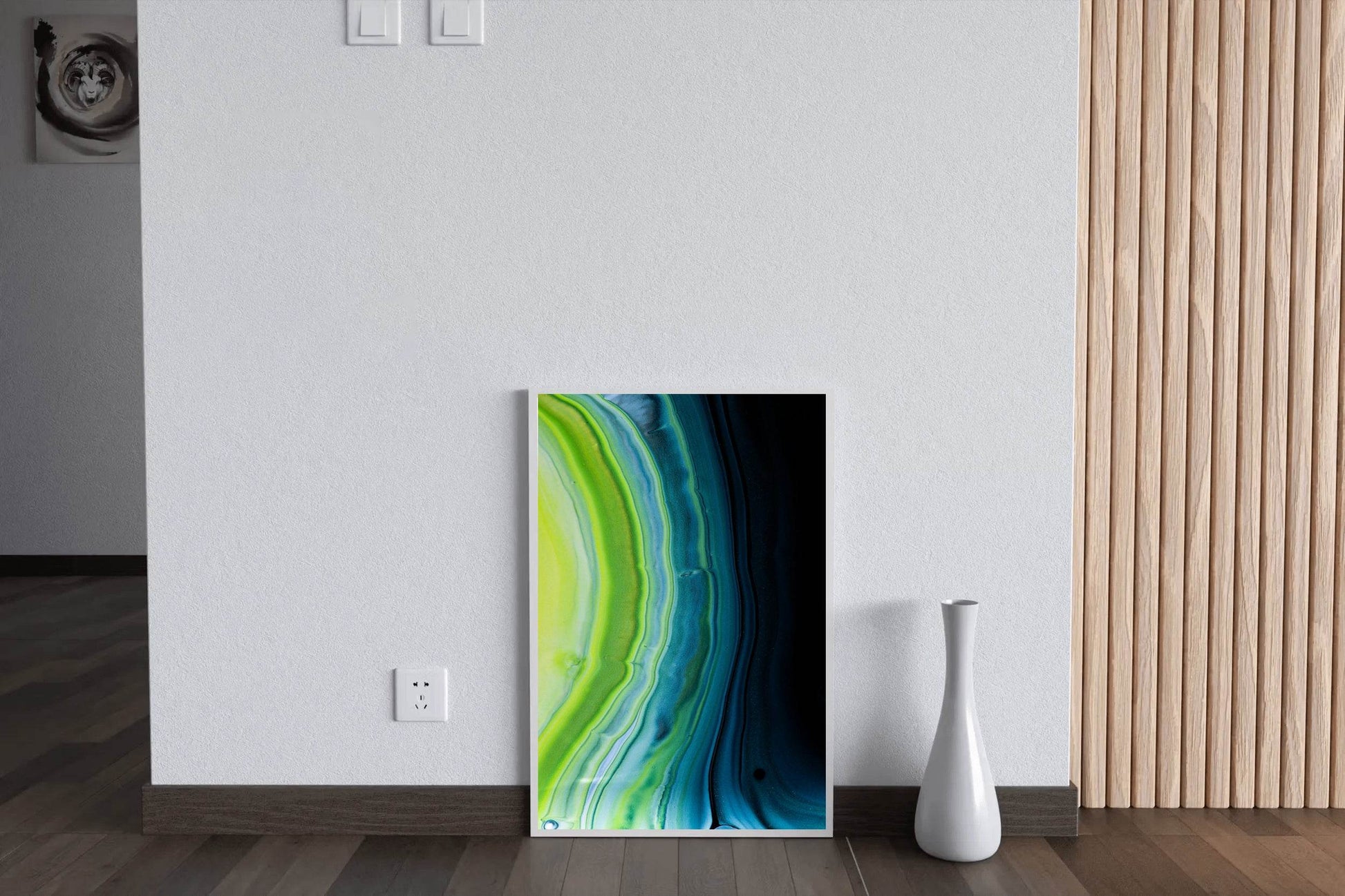 Dark and Green Waves Abstract Wall Art - beink online art store