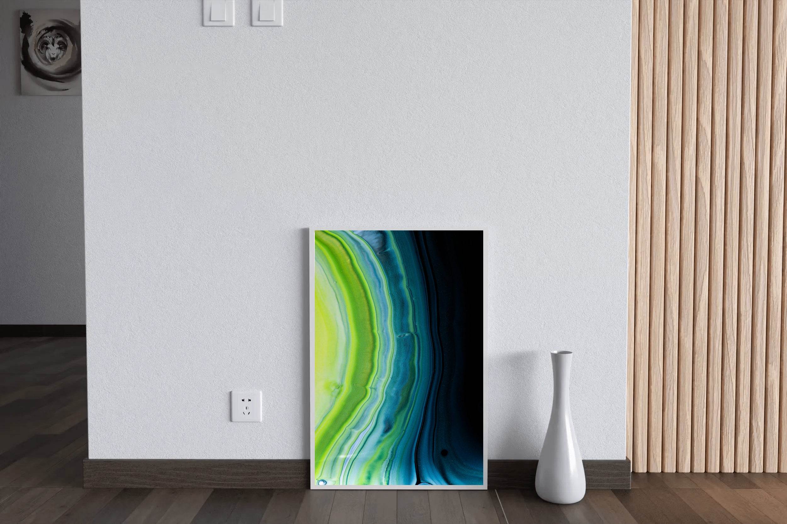 Dark and Green Waves Abstract Wall Art - beink online art store