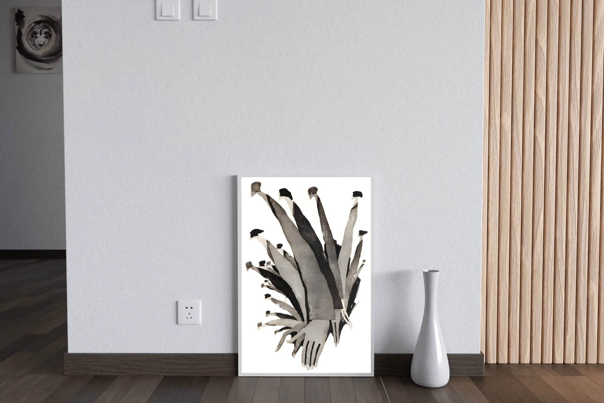 Black and White Interconnected Hands Wall Art - beink online art store