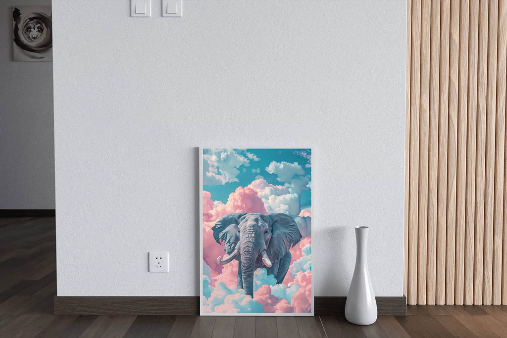 Watercolor Elephant in Clouds Animal Wall Art - beink online art store