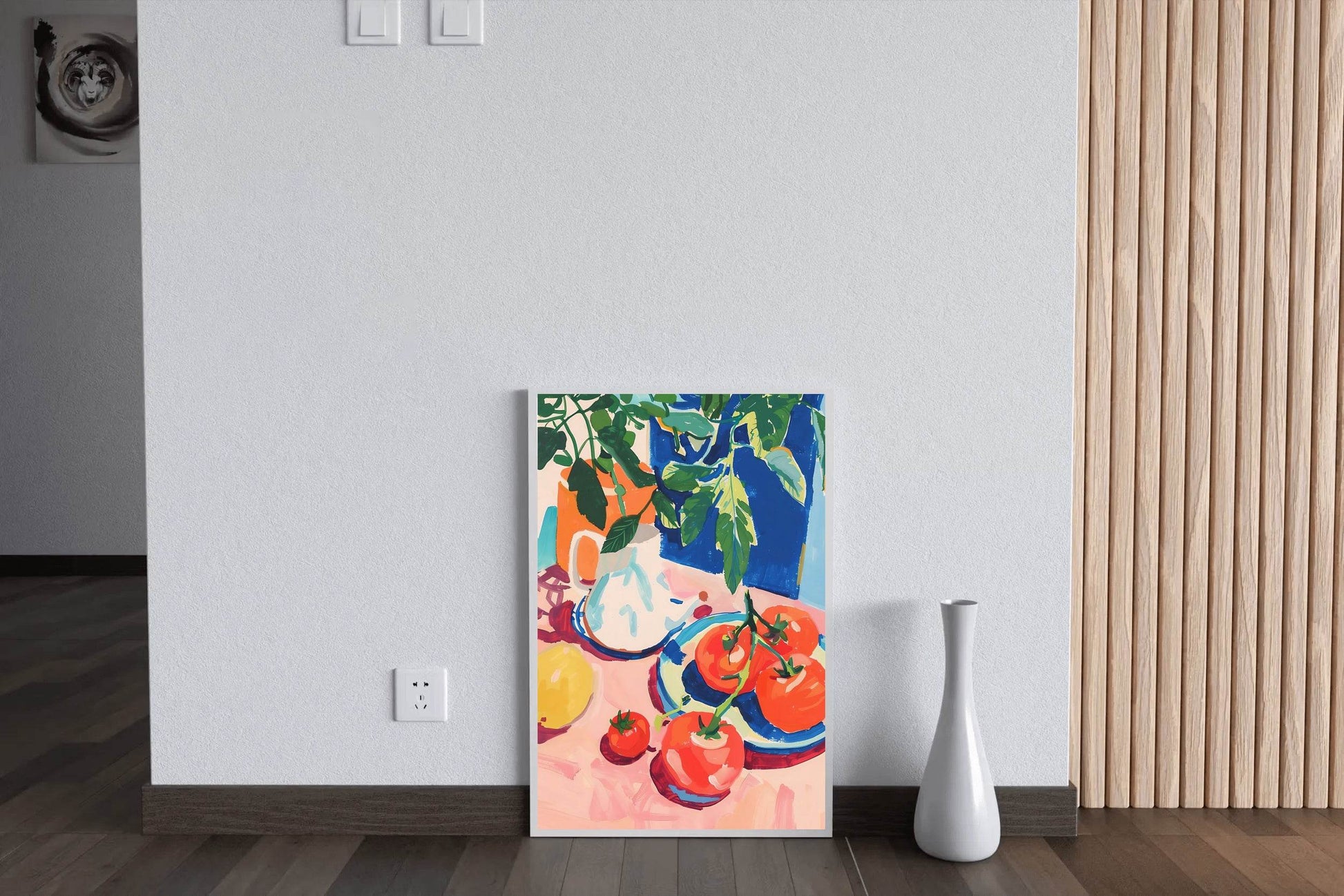 Painting of Persimmon Plate on Table - beink online art store