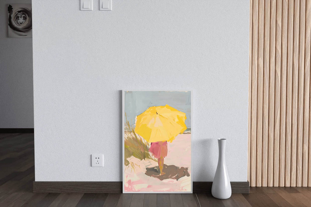 Drawing Girl With Yellow Umbrella - beink online art store