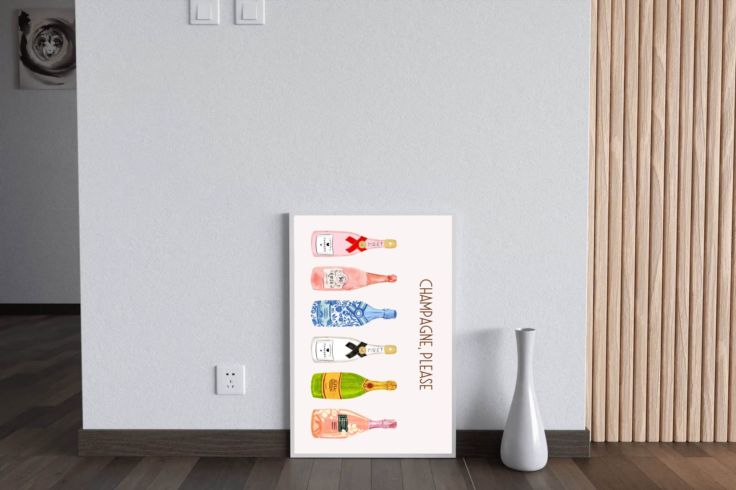 Different Bottles of Champagne Wall Art - beink online art store