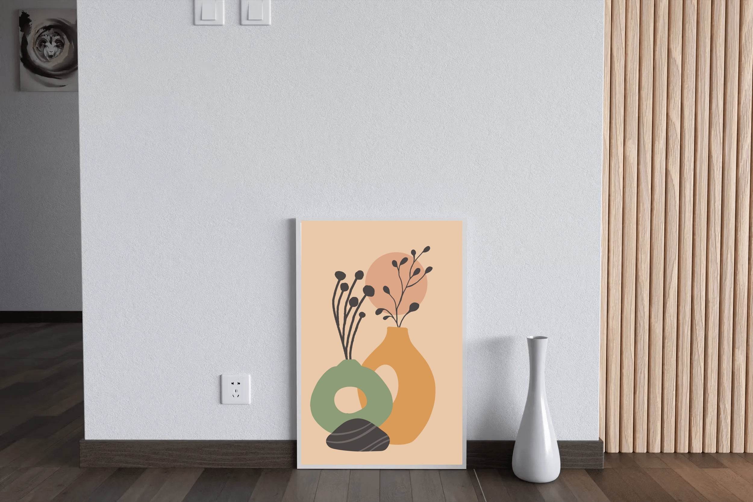 Vases and Plants With Beige Backround Art Work - beink online art store