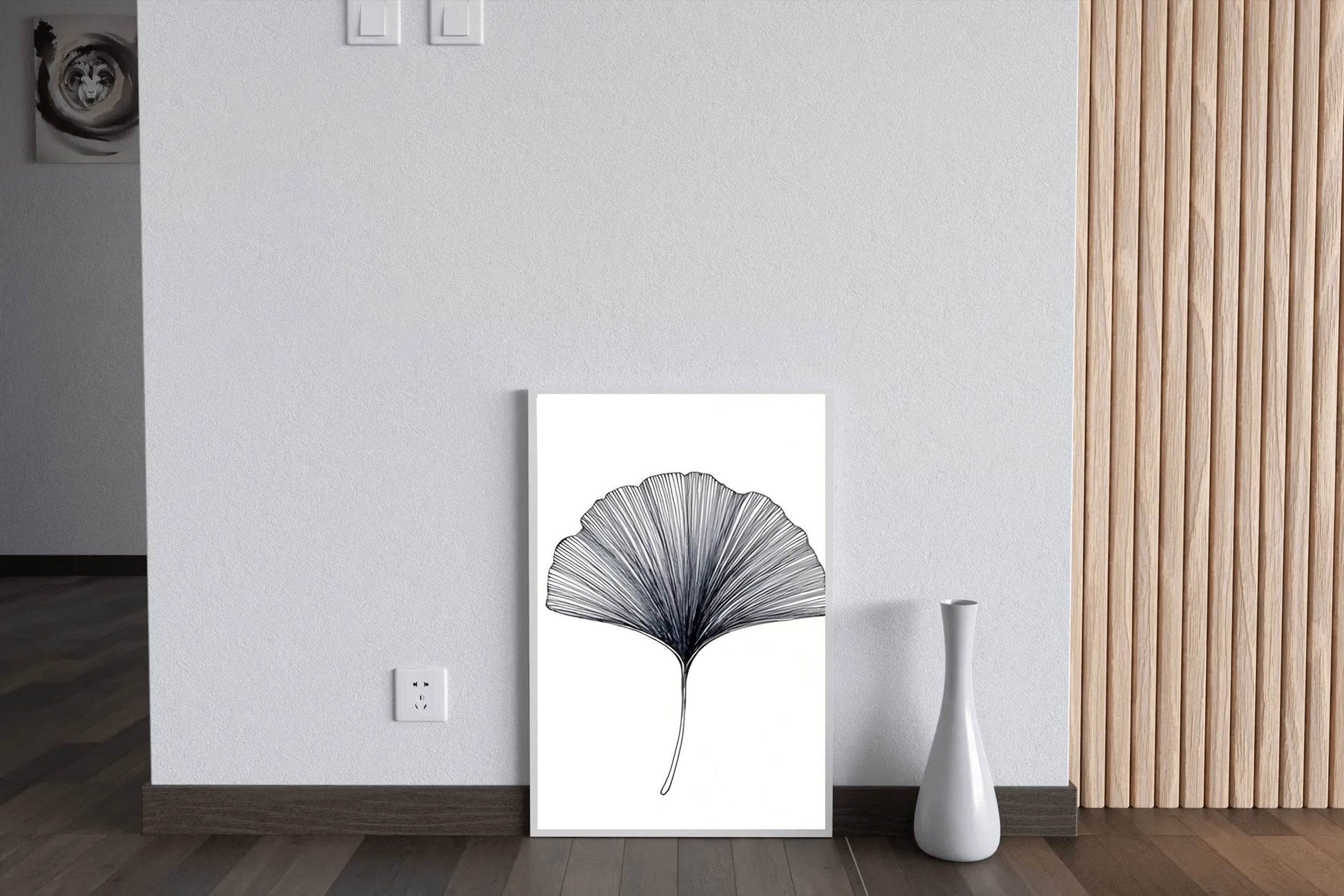 Black Color Gingko Leaf Sktech Wall Art - beink online art store