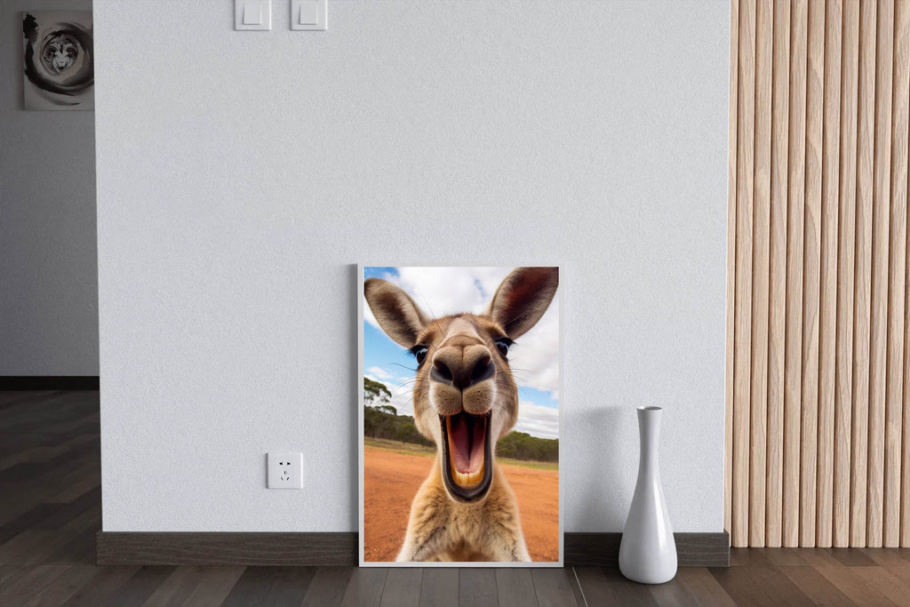 Funny Red Kangaroo Face Wall Art - beink online art store