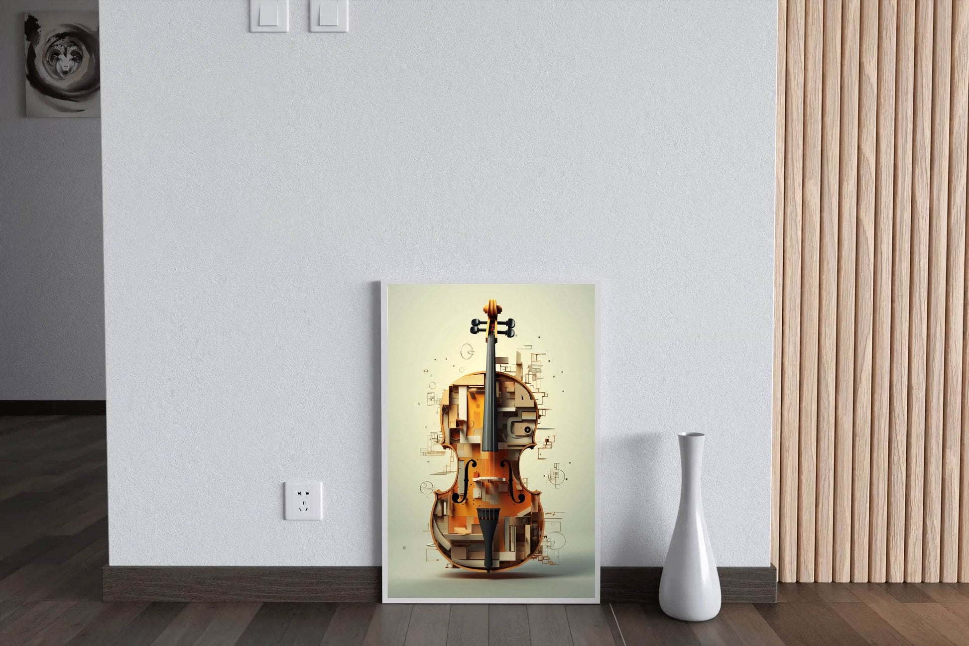 Violin Made of Blocks And Pieces of Wood Wall Art - beink online art store