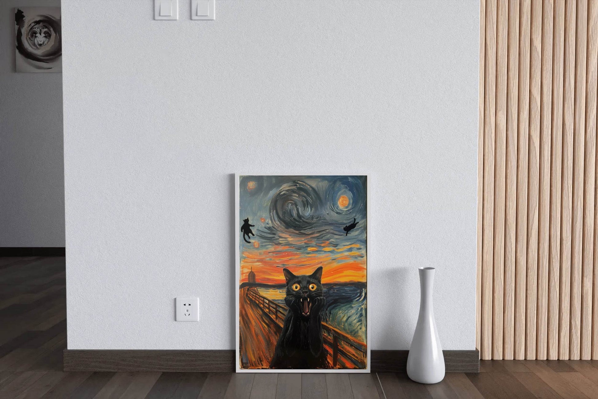 Screaming Black Cat Painting Wall Art - beink online art store