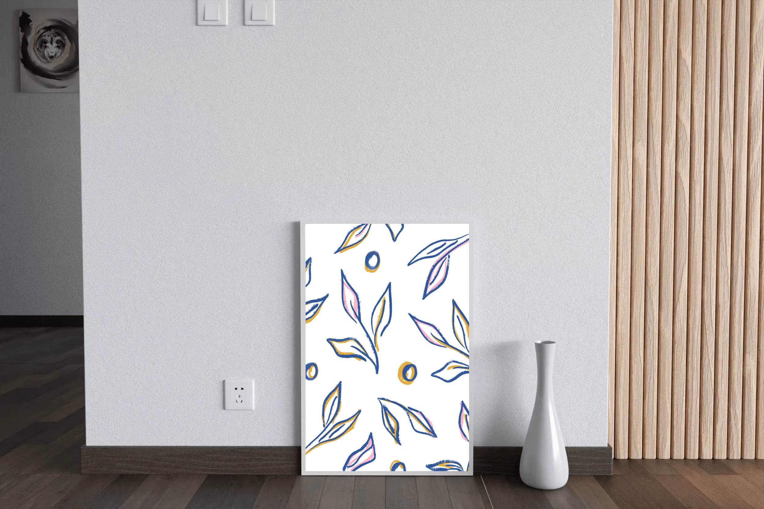 The Leaves of The Blue Boho Plant Wall Art - beink online art store