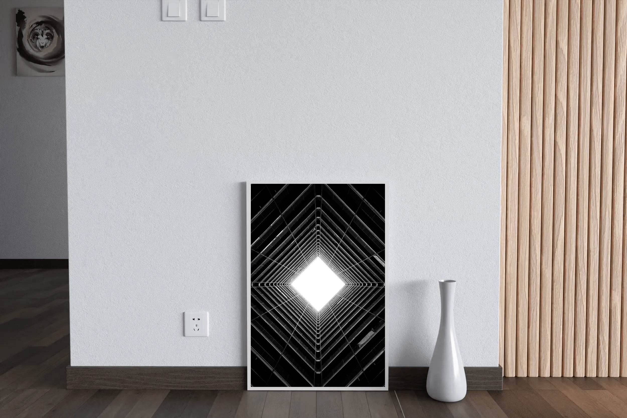 White Striped Building Black & White Wall Art - beink online art store