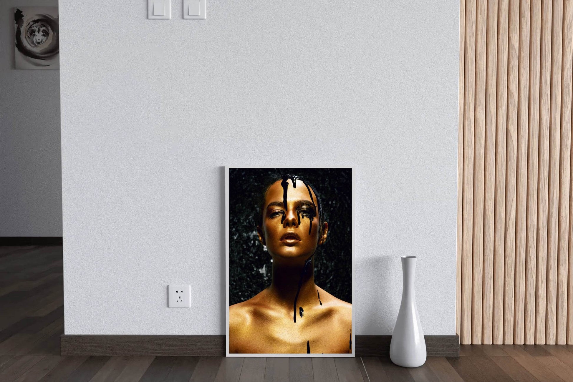 Young Woman With Golden Skin And Black Oil Wall Art - beink online art store