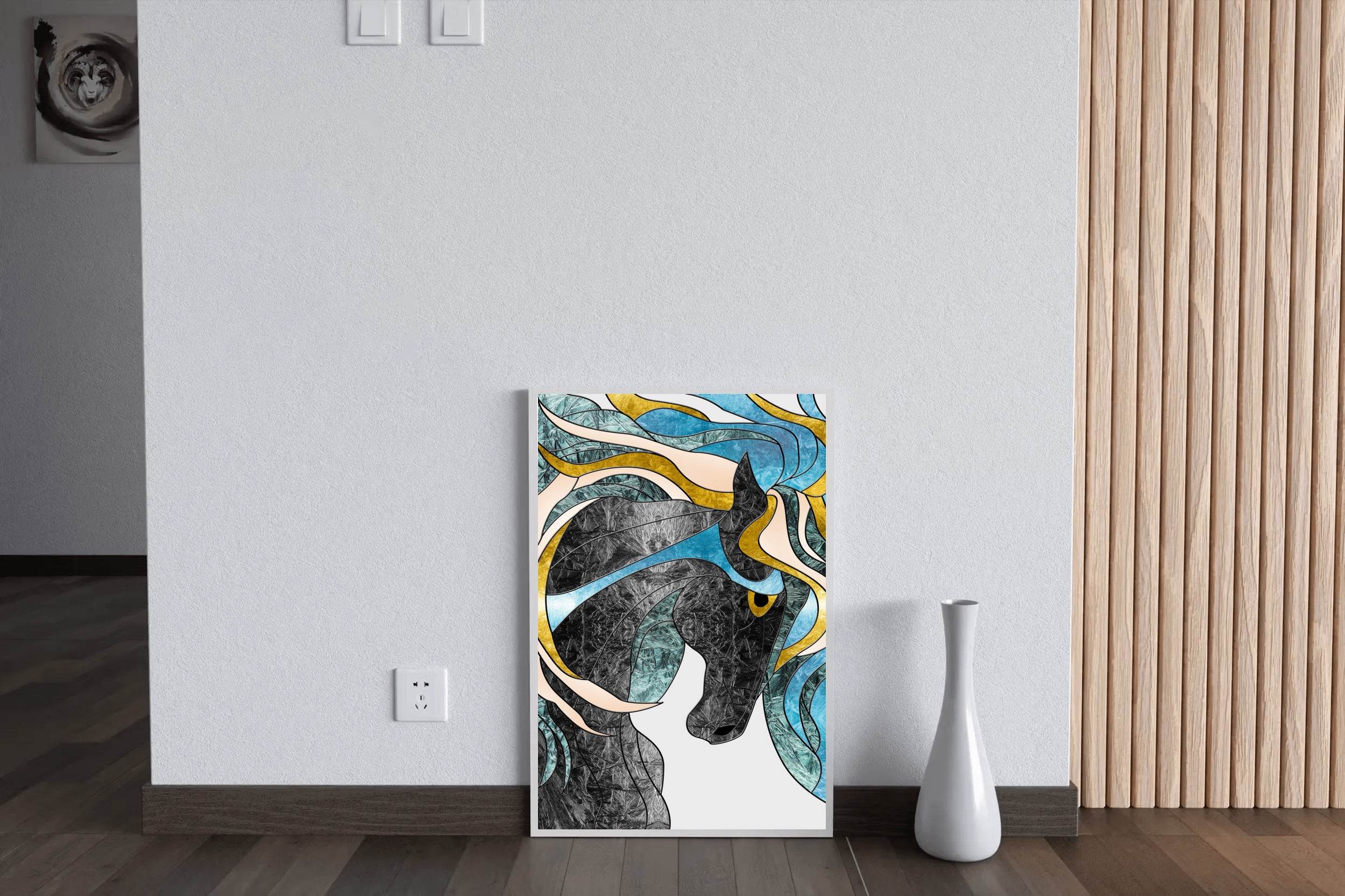 Stained Glass Stallion Modern Wall Art - beink online art store