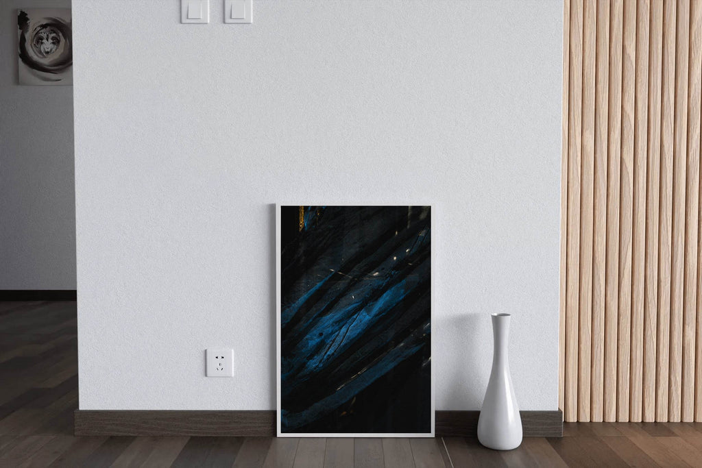 Night View on Mountain with Blue Light Abstract Wall Art - beink online art store