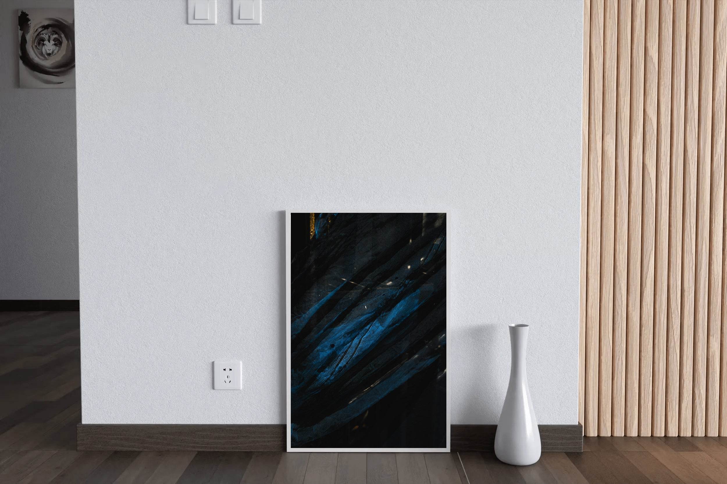 Night View on Mountain with Blue Light Abstract Wall Art - beink online art store