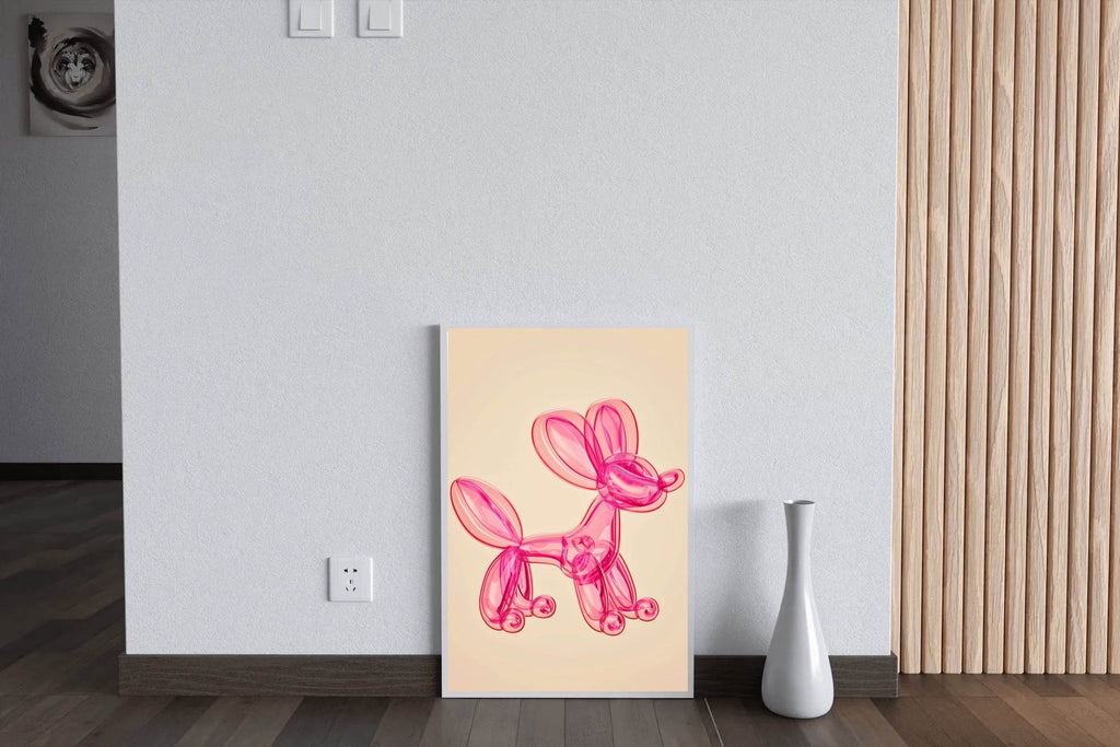 Pink Preppy Balloon Dog Wall Art - beink online art store
